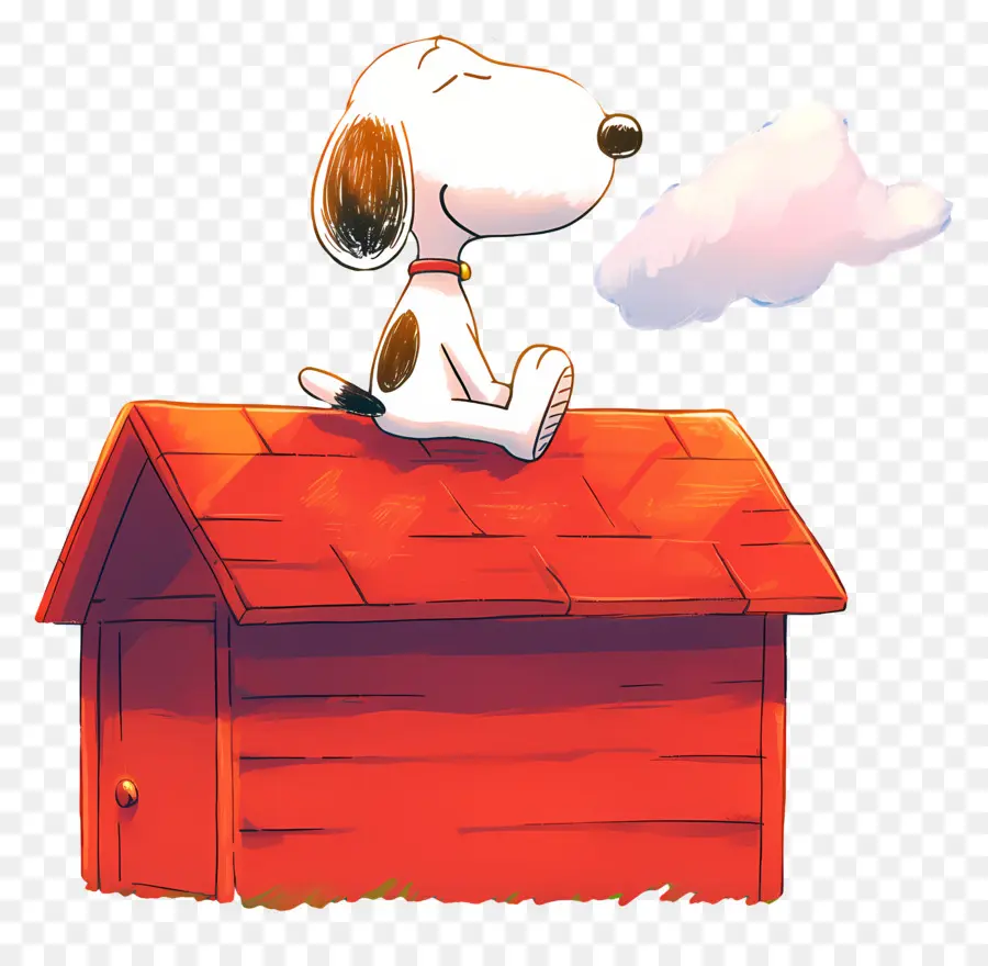 Snoopy，Kırmızı Köpek Kulübesinde Karikatür Köpek PNG