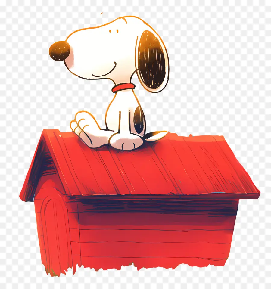 Snoopy，Kırmızı Köpek Kulübesinde Karikatür Köpek PNG