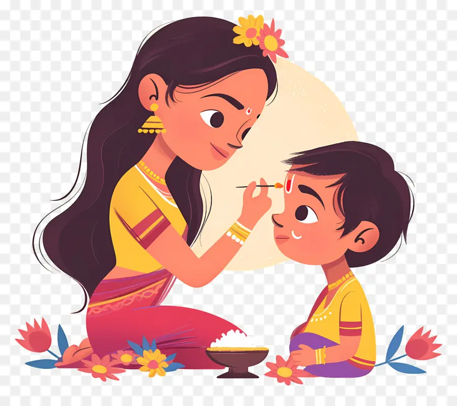 Bhai Dooj，Anne Ve Çocuk PNG