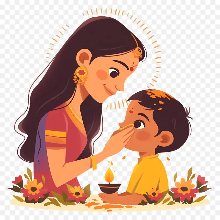 Bhai Dooj，Anne Ve Çocuk PNG