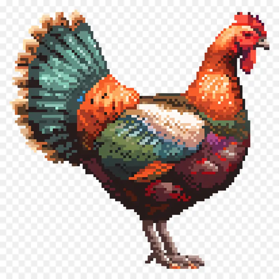 Pixel Şükran Günü Türkiyesi，Renkli Horoz PNG