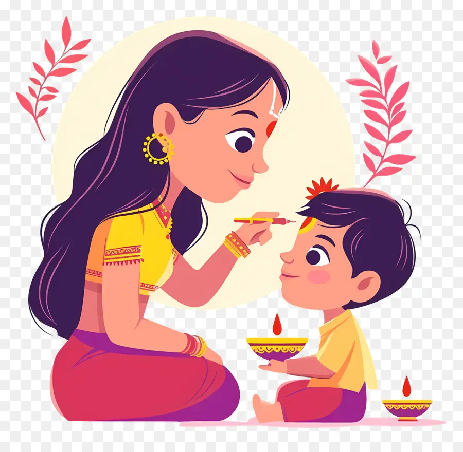 Bhai Dooj，Anne Ve Çocuk PNG