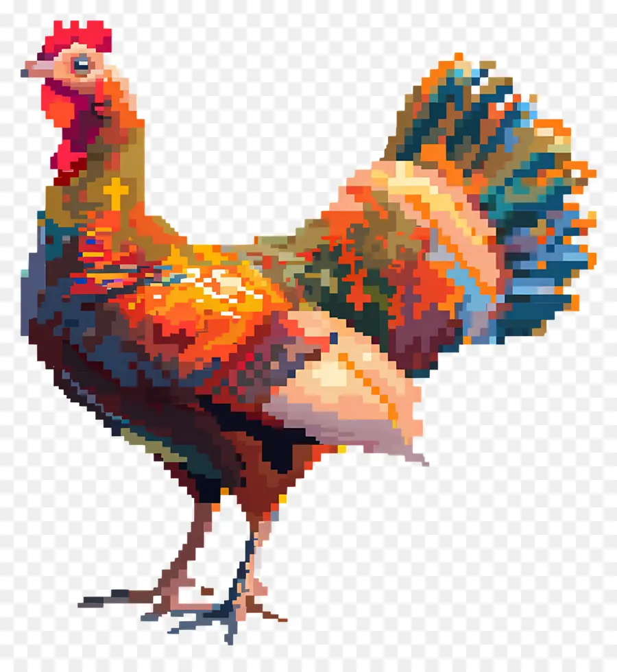 Pixel Şükran Günü Türkiyesi，Renkli Horoz PNG