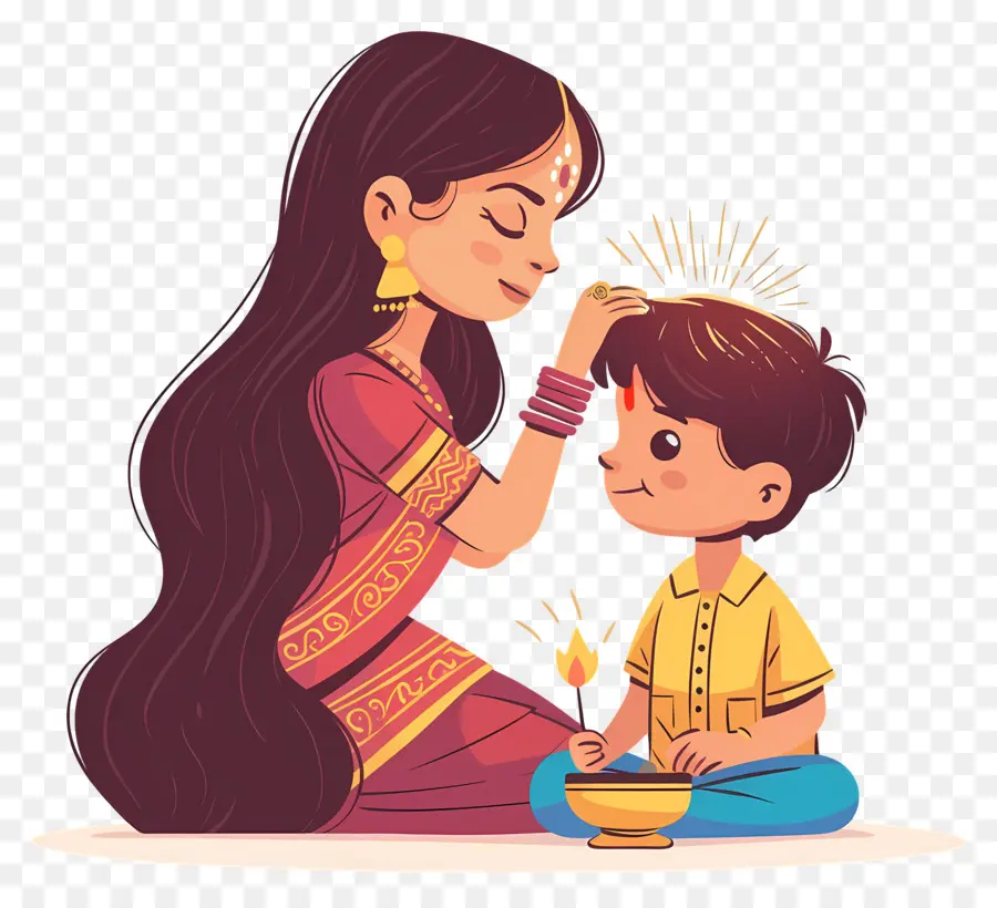 Bhai Dooj，Anne Ve Çocuk PNG