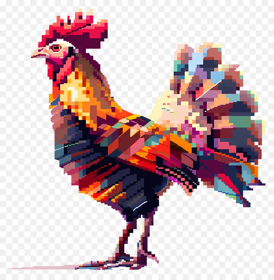 Pixel Şükran Günü Türkiyesi，Renkli Horoz PNG