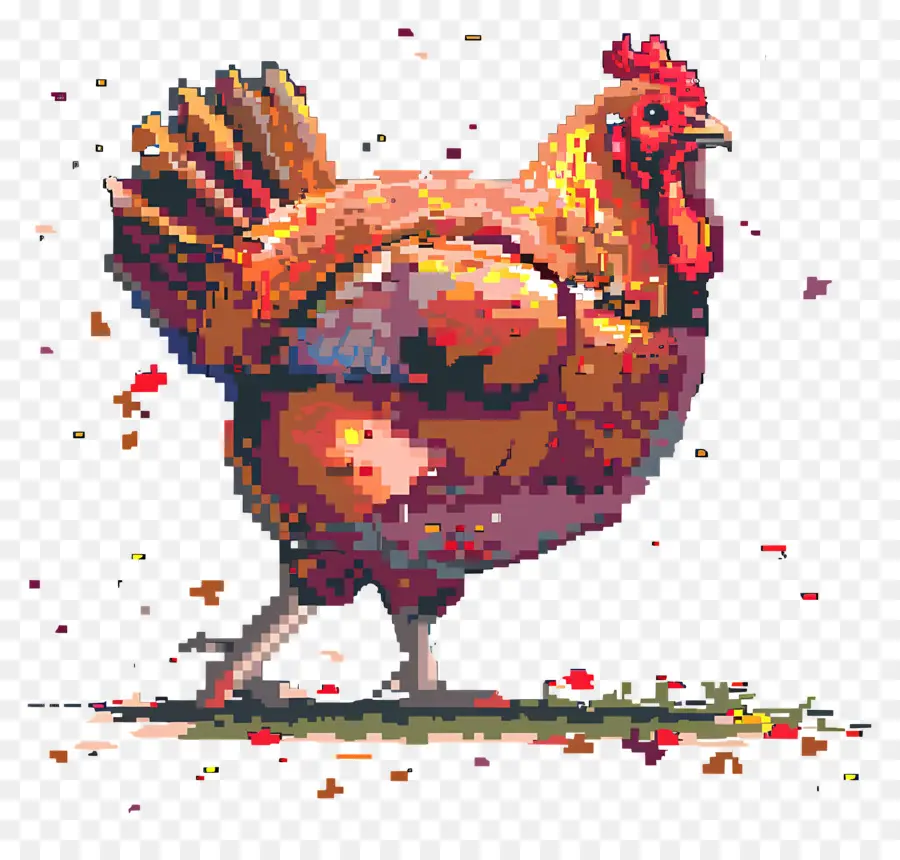 Pixel Şükran Günü Türkiyesi，Kahverengi Tavuk PNG