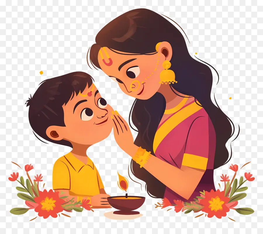 Bhai Dooj，Anne Ve Çocuk PNG