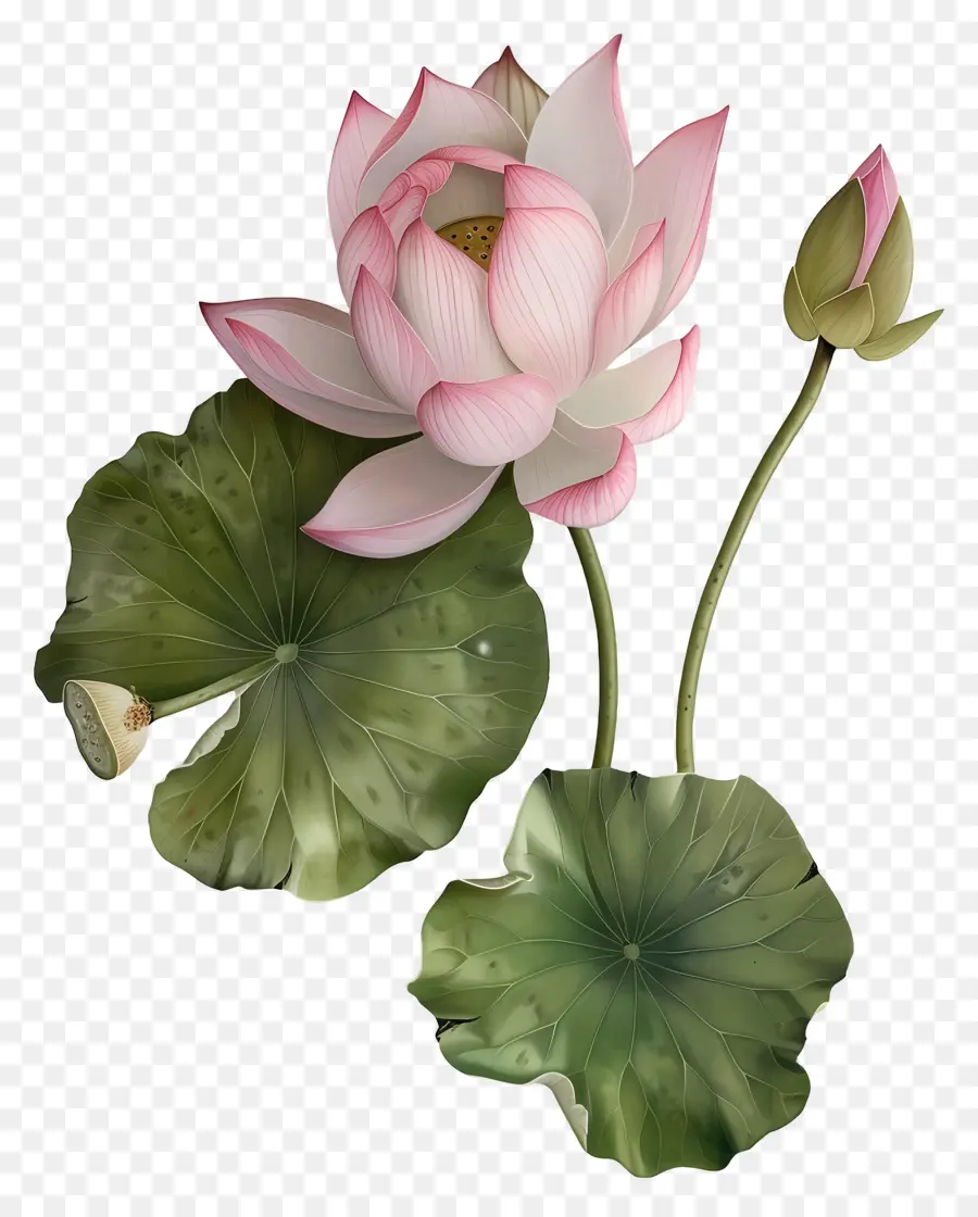 Nilüfer çiçekleri，Pembe Lotus PNG