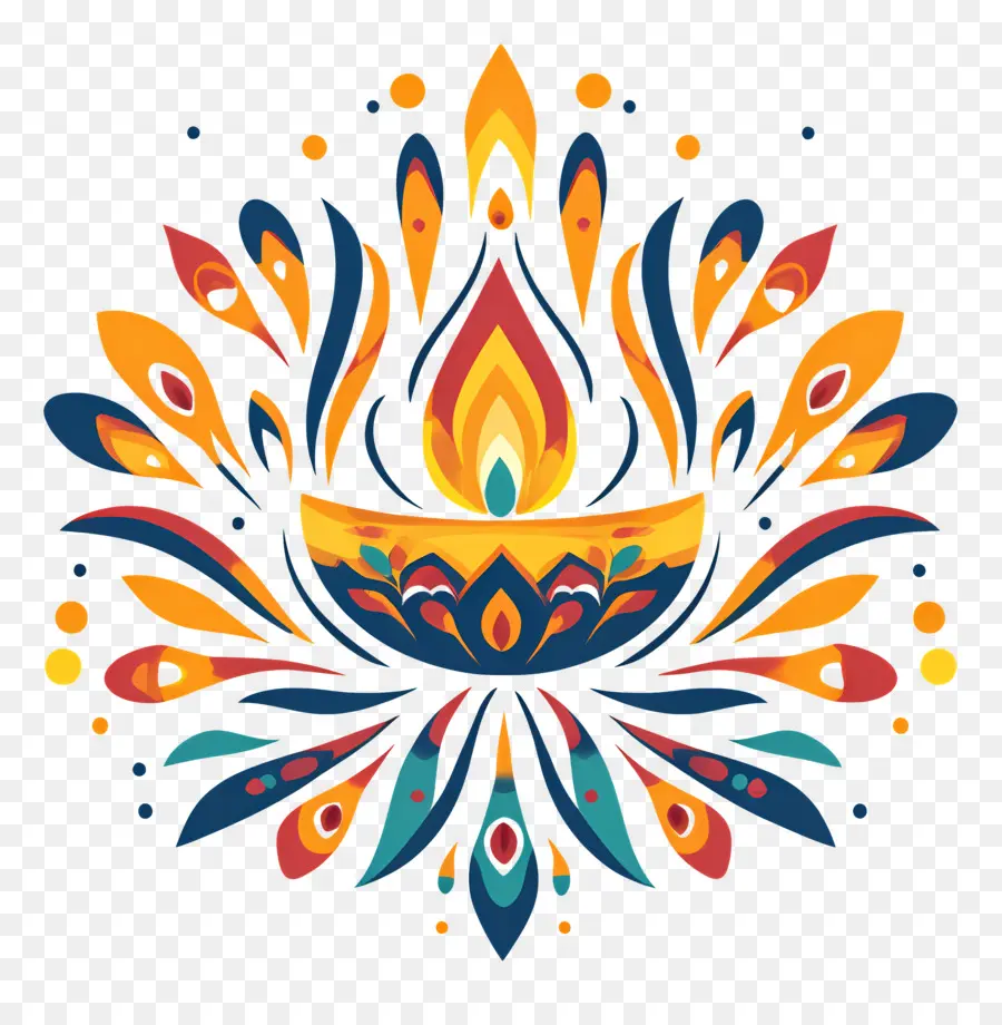 Diwali Havai Fişek，Renkli Alev Deseni PNG