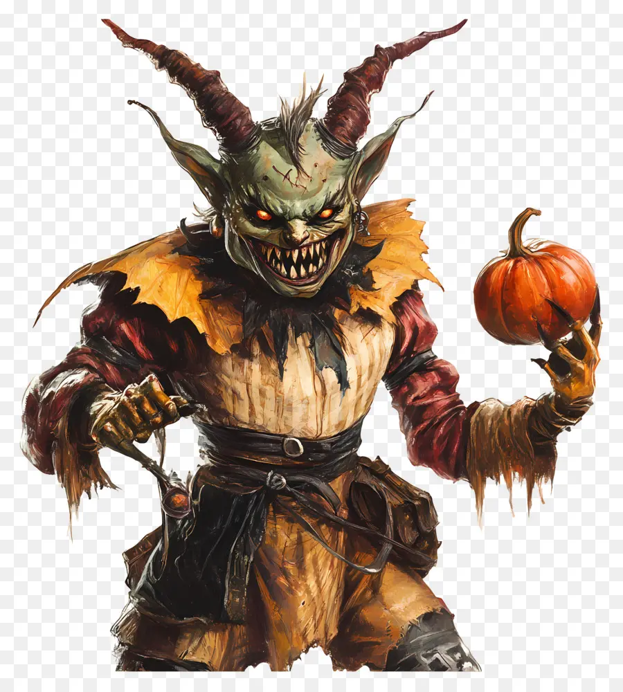 Cadılar Bayramı şeytanı，Balkabağı Tutan Goblin PNG