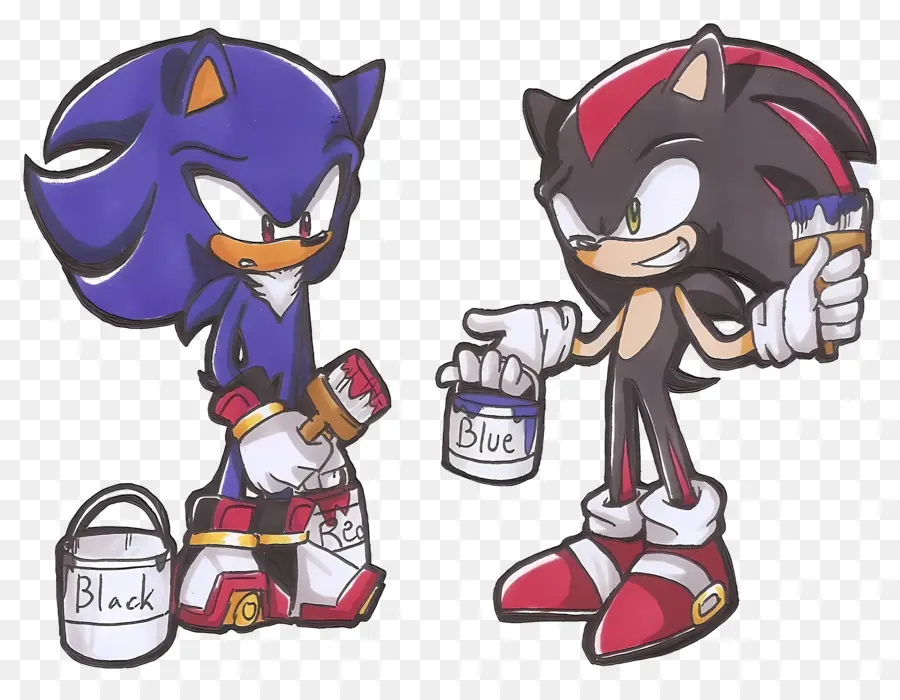 Sonic Kirpi，Boyalı Mavi Ve Siyah Karakterler PNG