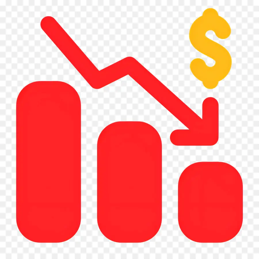 Yatırım Azaldı，Kırmızı Aşağı Grafik PNG