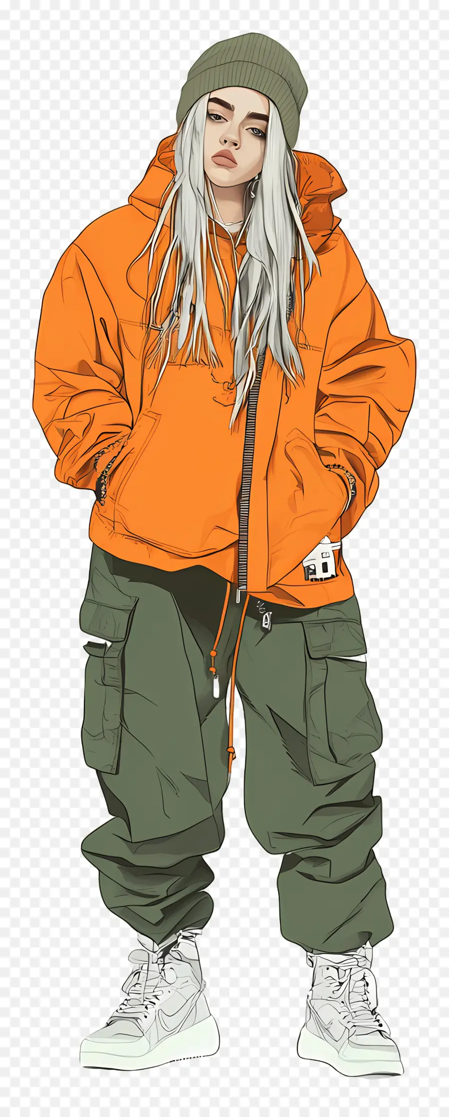 Billie Eilish，Turuncu Ceket Karakteri PNG