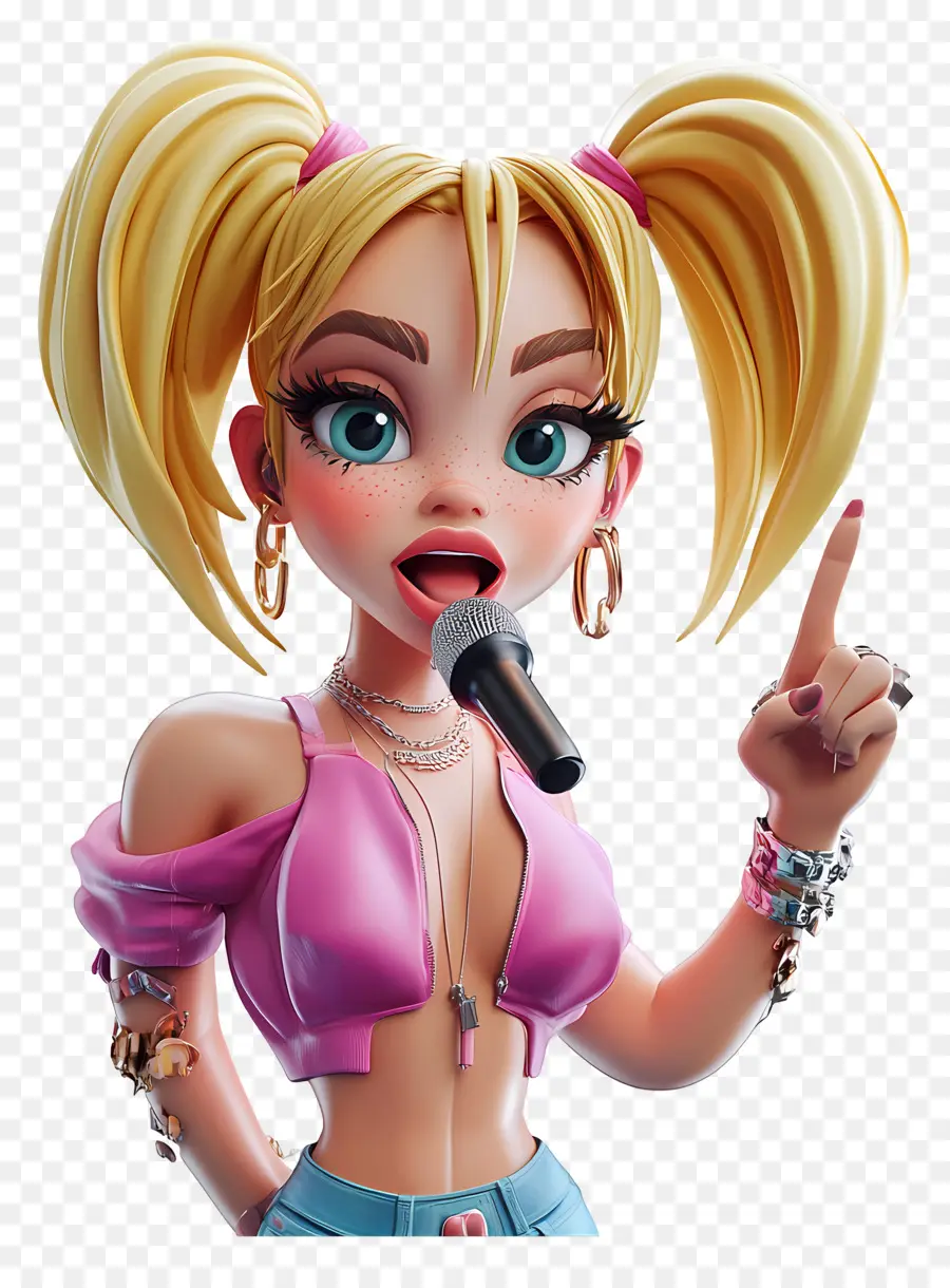 Miley Cyrus，Şarkı Söyleyen Karikatür Figürü PNG