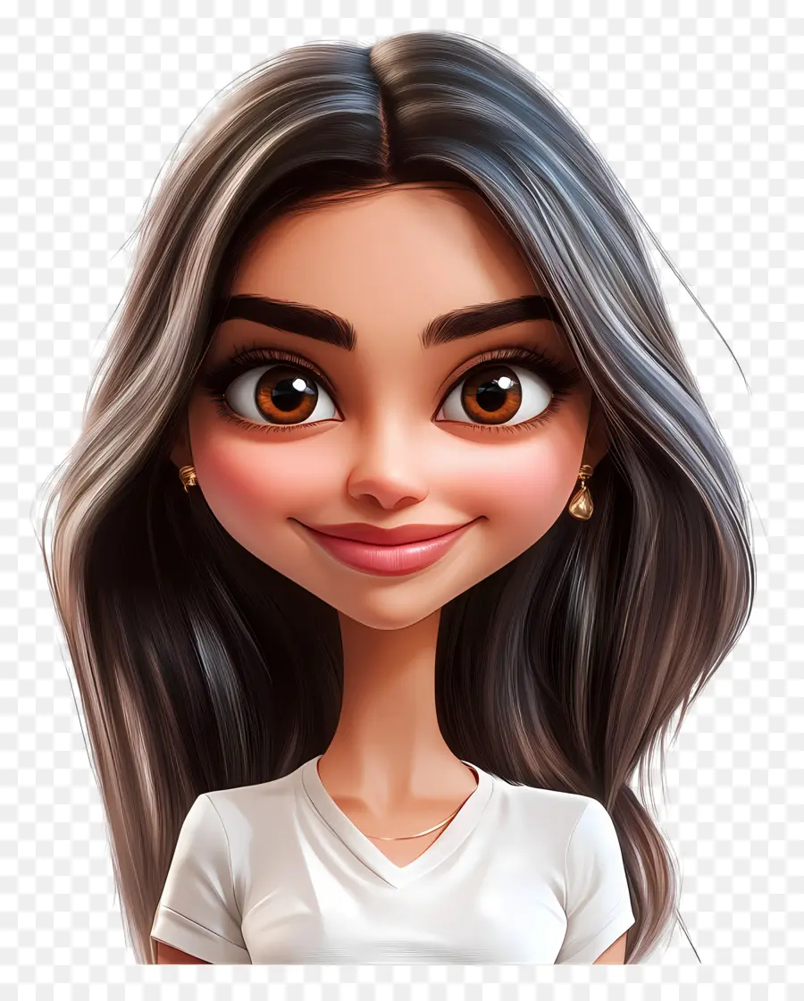 Deepika Padukone，Uzun Saçlı Chibi Karakteri PNG