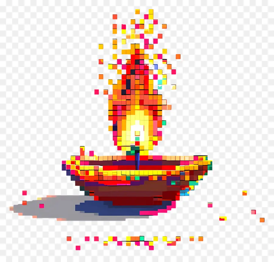 Piksel Diwali Diya，Pikselli Dia PNG