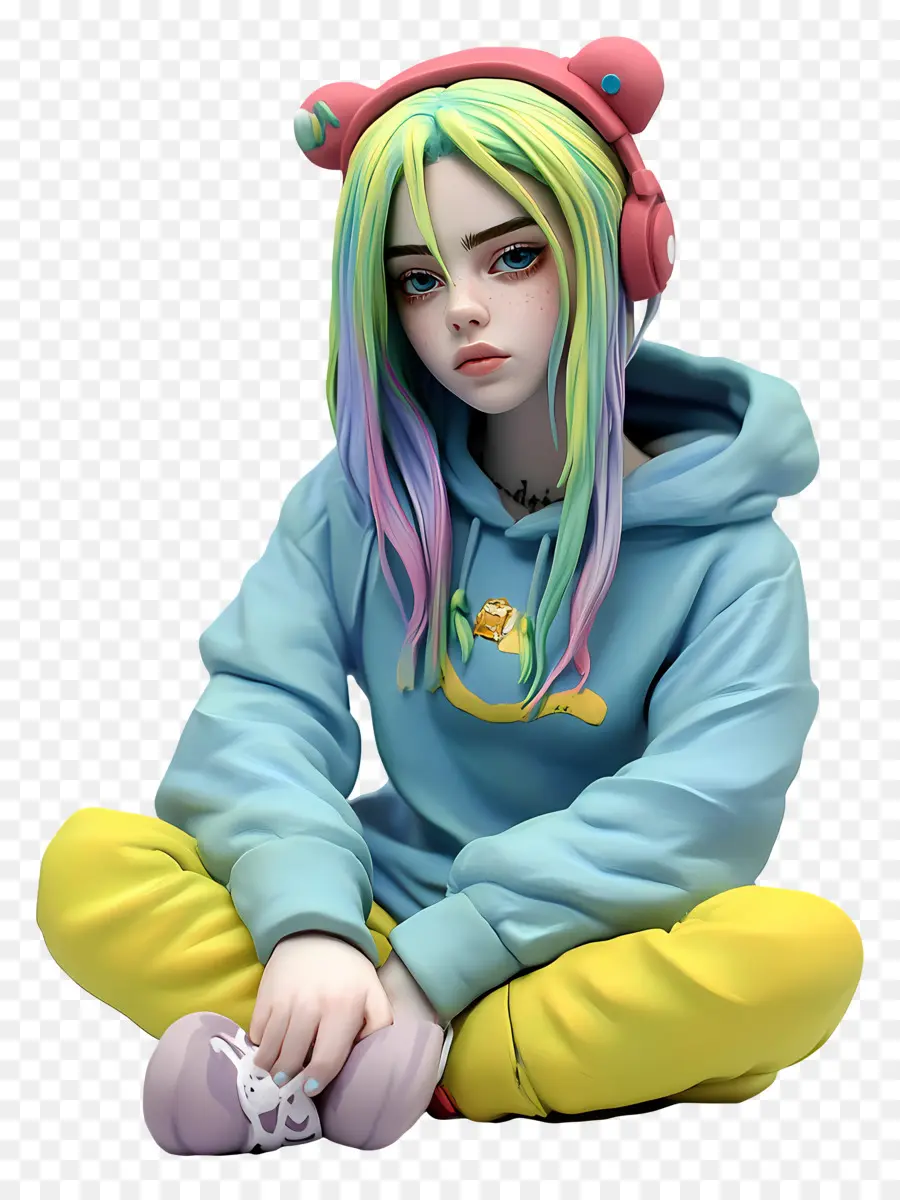 Billie Eilish，Kulaklıklı 3d Karakter PNG