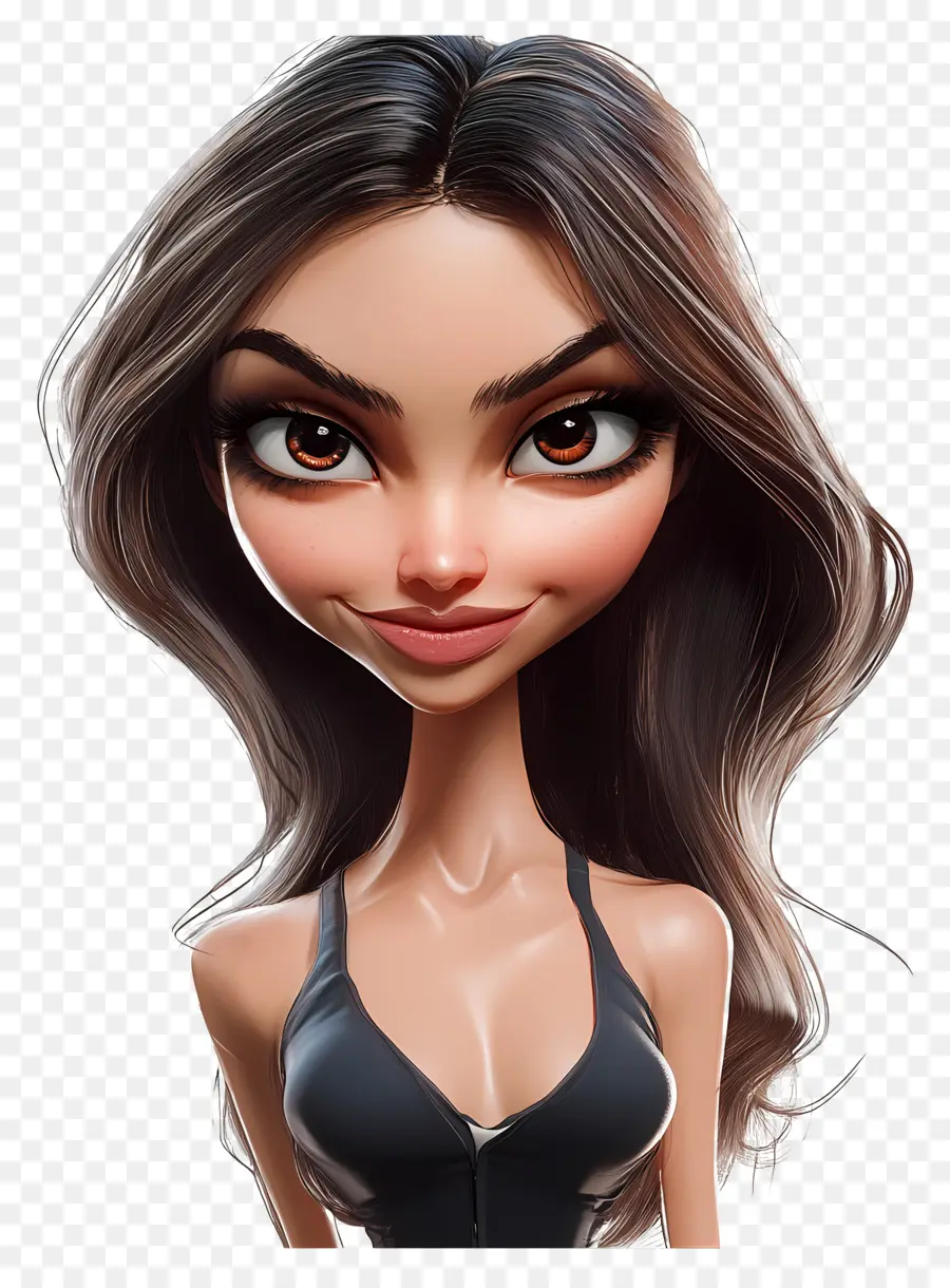 Deepika Padukone，Uzun Saçlı Chibi Karakteri PNG