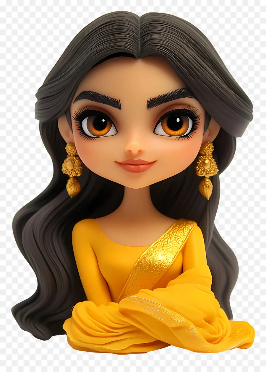 Deepika Padukone，Sarı Chibi Karakteri PNG