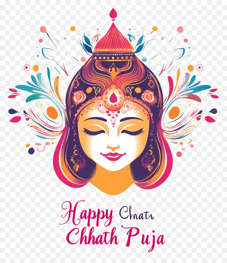 Chhath Puja'nız Kutlu Olsun，Dekoratif Yüz PNG