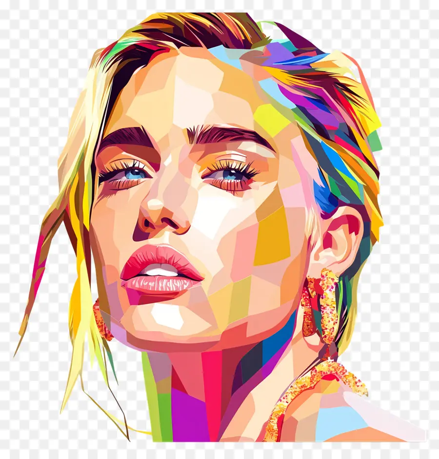 Miley Cyrus，Renkli Portre PNG