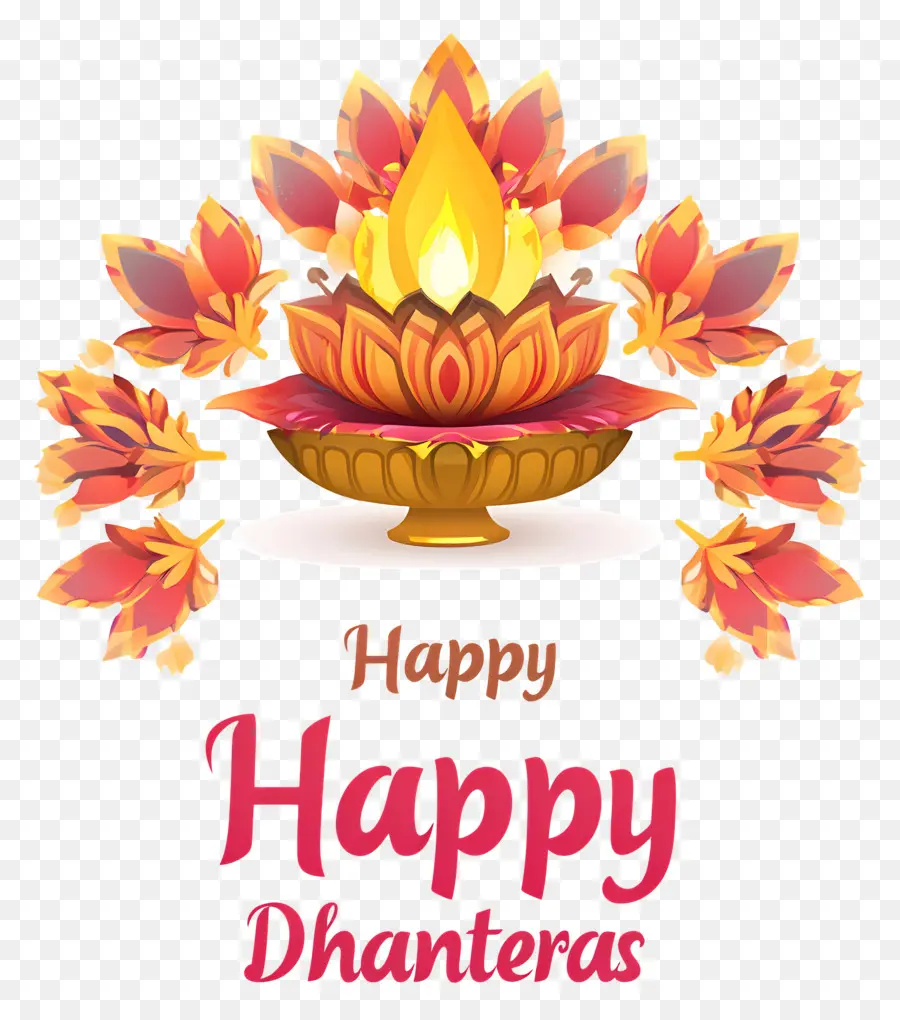 Mutlu Dhanteralar，Lotus Ile Mutlu Dhanteras Tebrik PNG