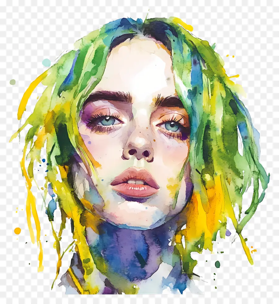 Billie Eilish，Suluboya Portre PNG