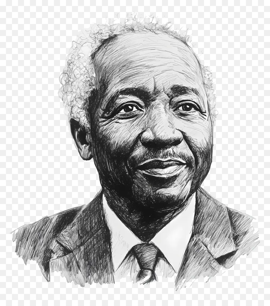 Julius Nyerere，Yaşlı Adam Detaylı Kroki PNG