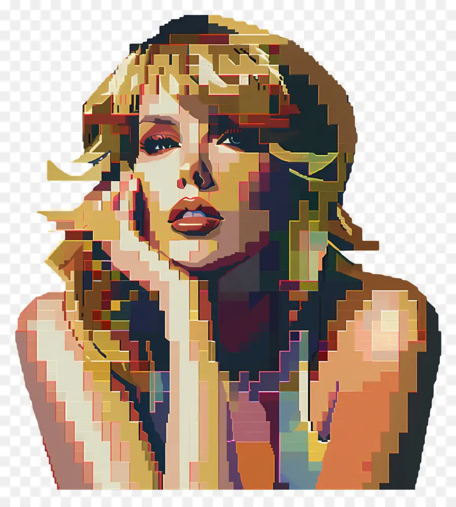 Piksel Taylor Swift，Pikselli Kadın Portresi PNG