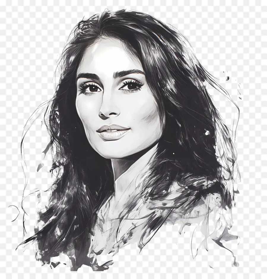 Kareena Kapoor，Siyah Beyaz Kadın Portresi PNG