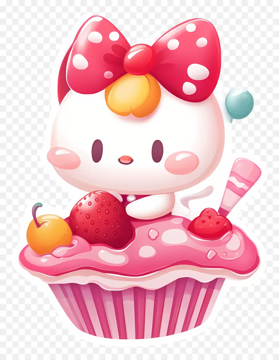 Merhaba Kitty çıkartması，Cupcake'in üstündeki Kedi PNG