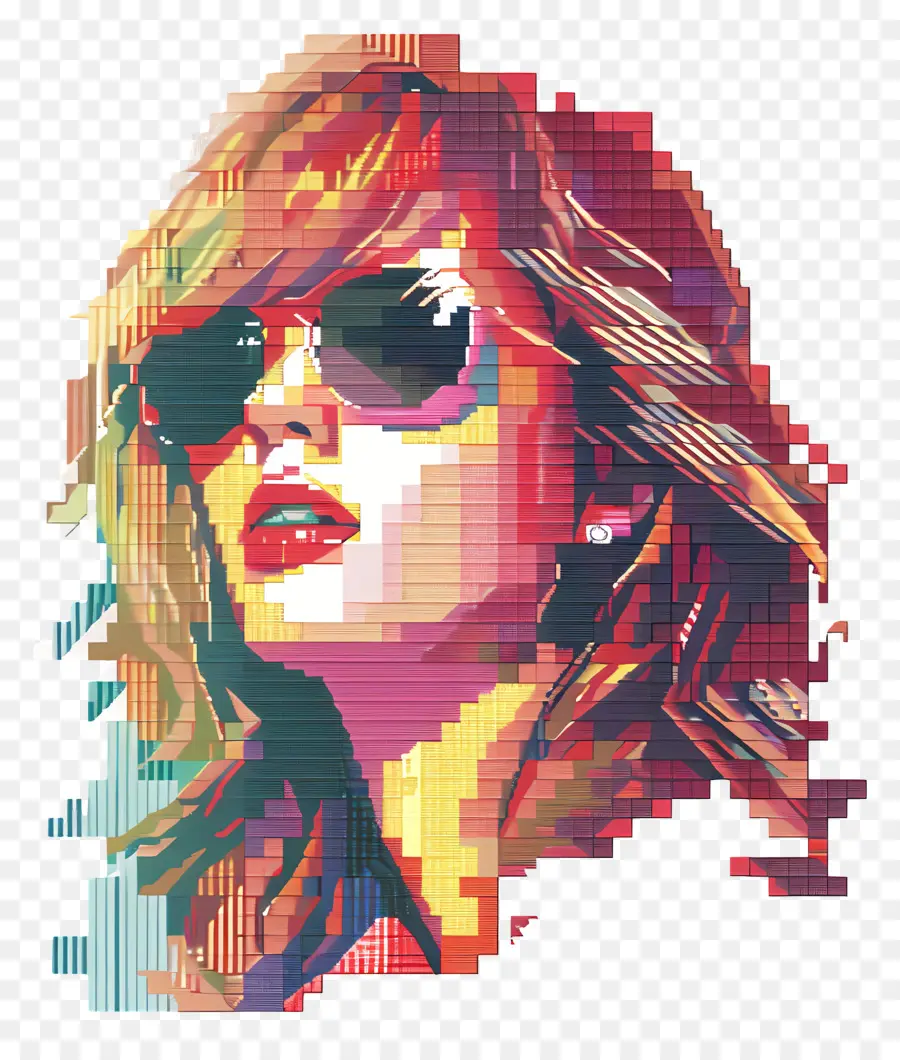 Piksel Taylor Swift，Pixel Art Kadın Güneş Gözlüklü PNG