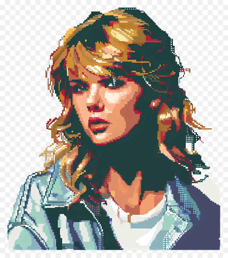 Piksel Taylor Swift，Piksel Sanat Portresi PNG