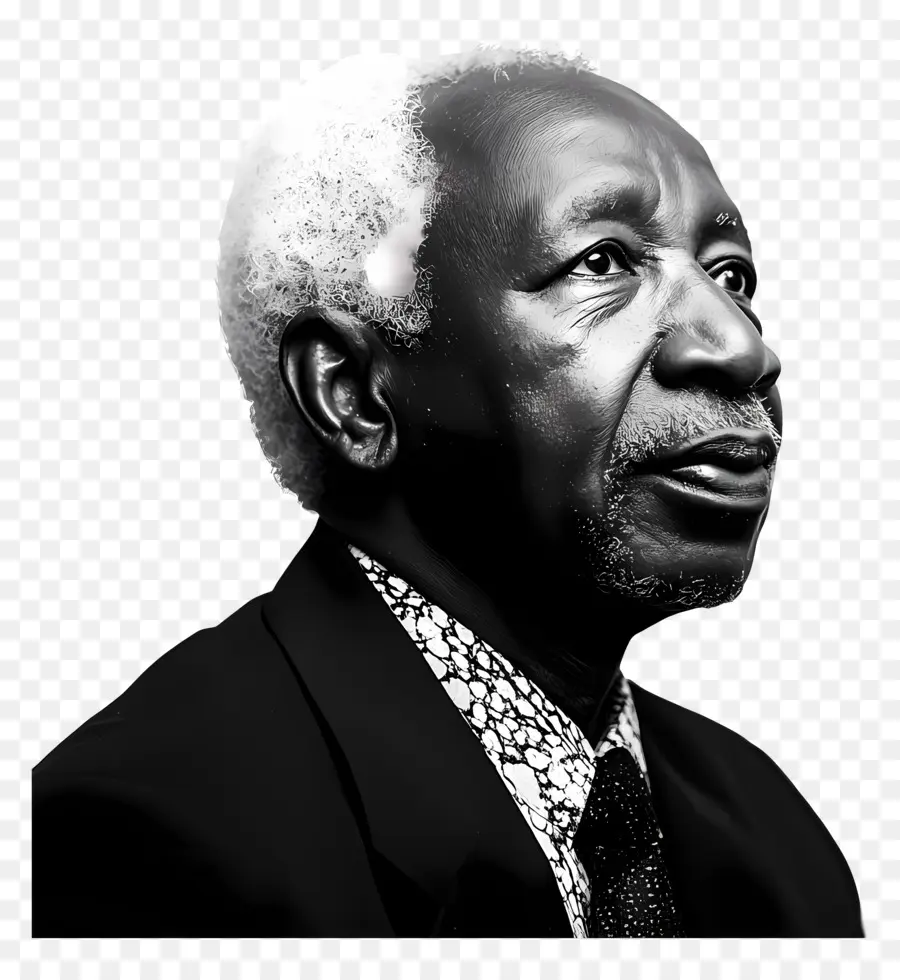 Julius Nyerere，Siyah Beyaz Portre PNG