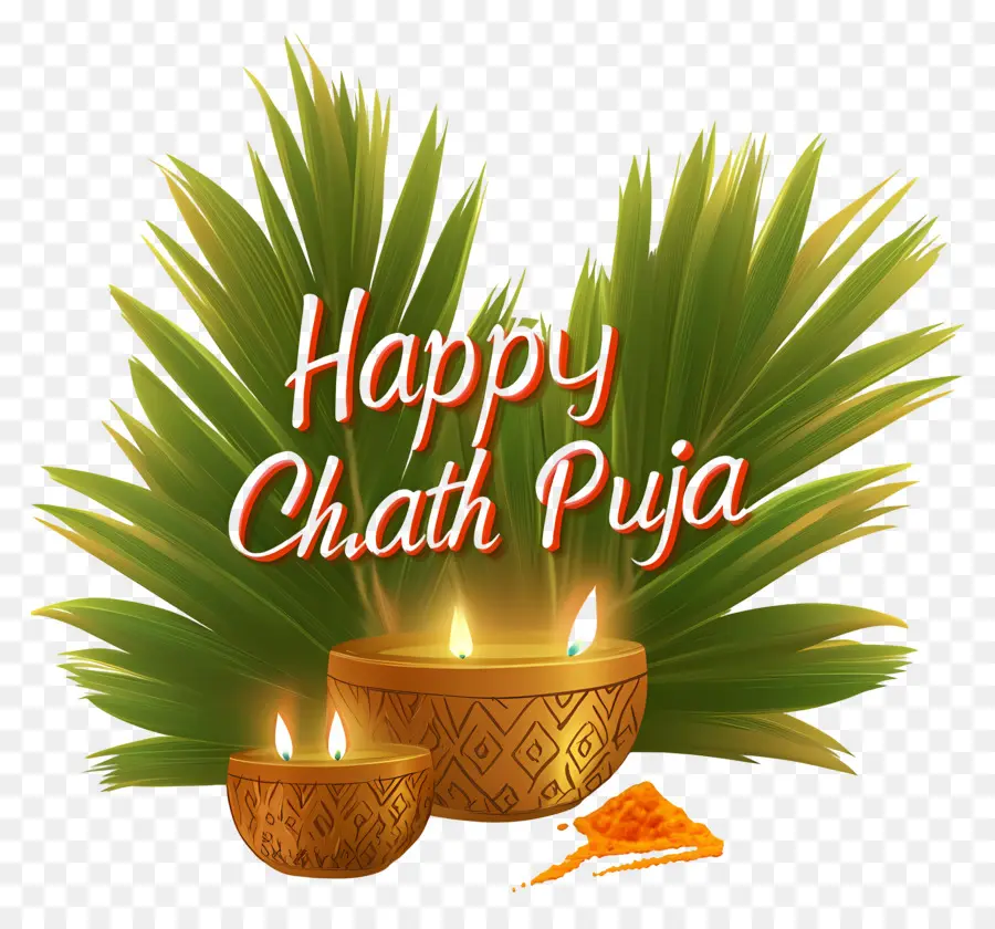 Chhath Puja'nız Kutlu Olsun，Yapraklı Mumlar PNG