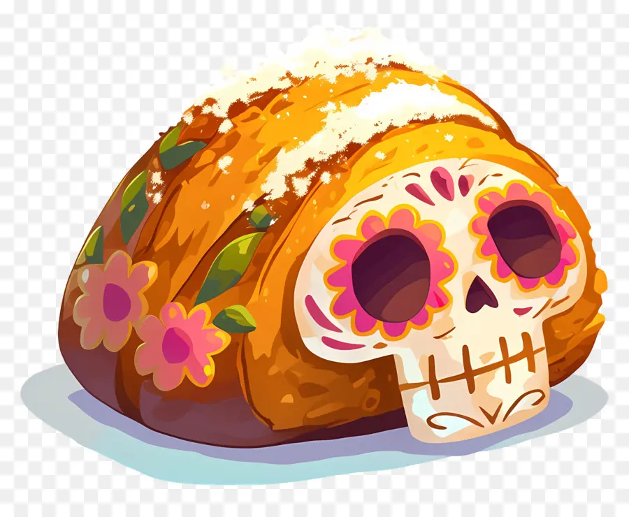 Pan De Muerto，Dekorlu Ekmek PNG