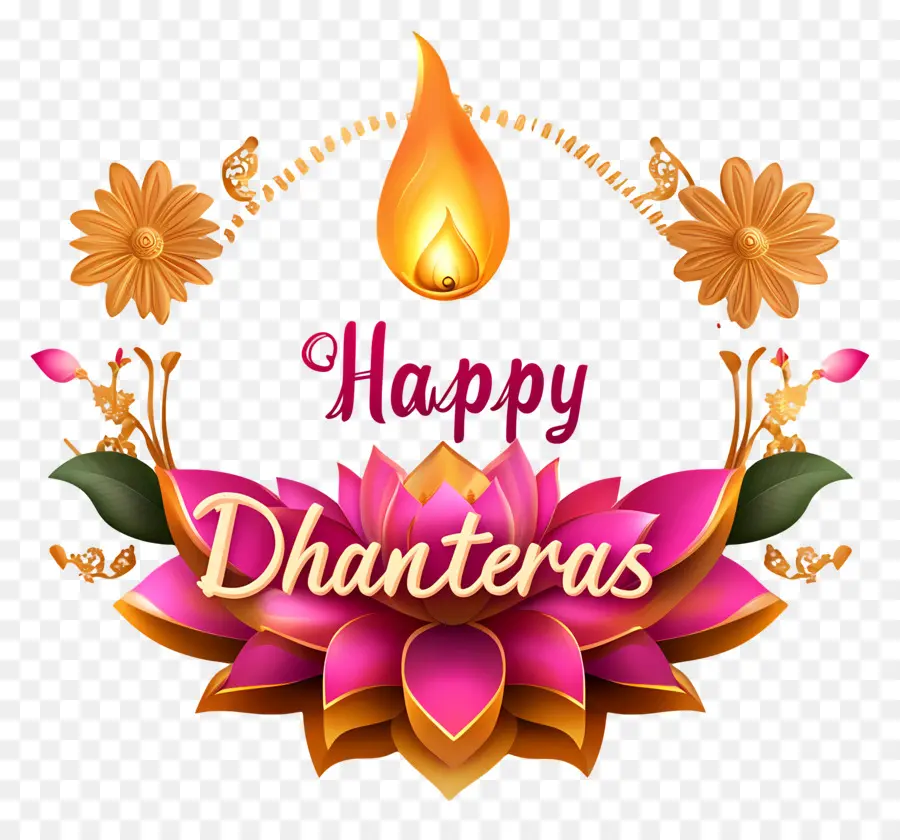 Mutlu Dhanteralar，Lotus Ile Mutlu Dhanteras Tebrik PNG