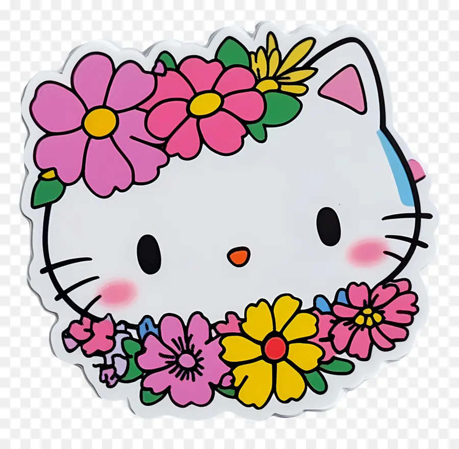 Merhaba Kitty çıkartması，Çiçekli Kedi PNG