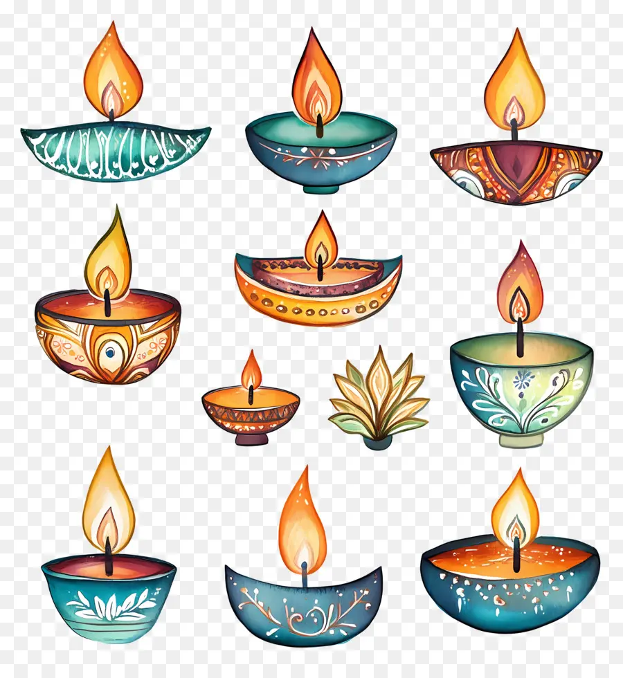 Diwali Kandilleri，Pastel Diy PNG