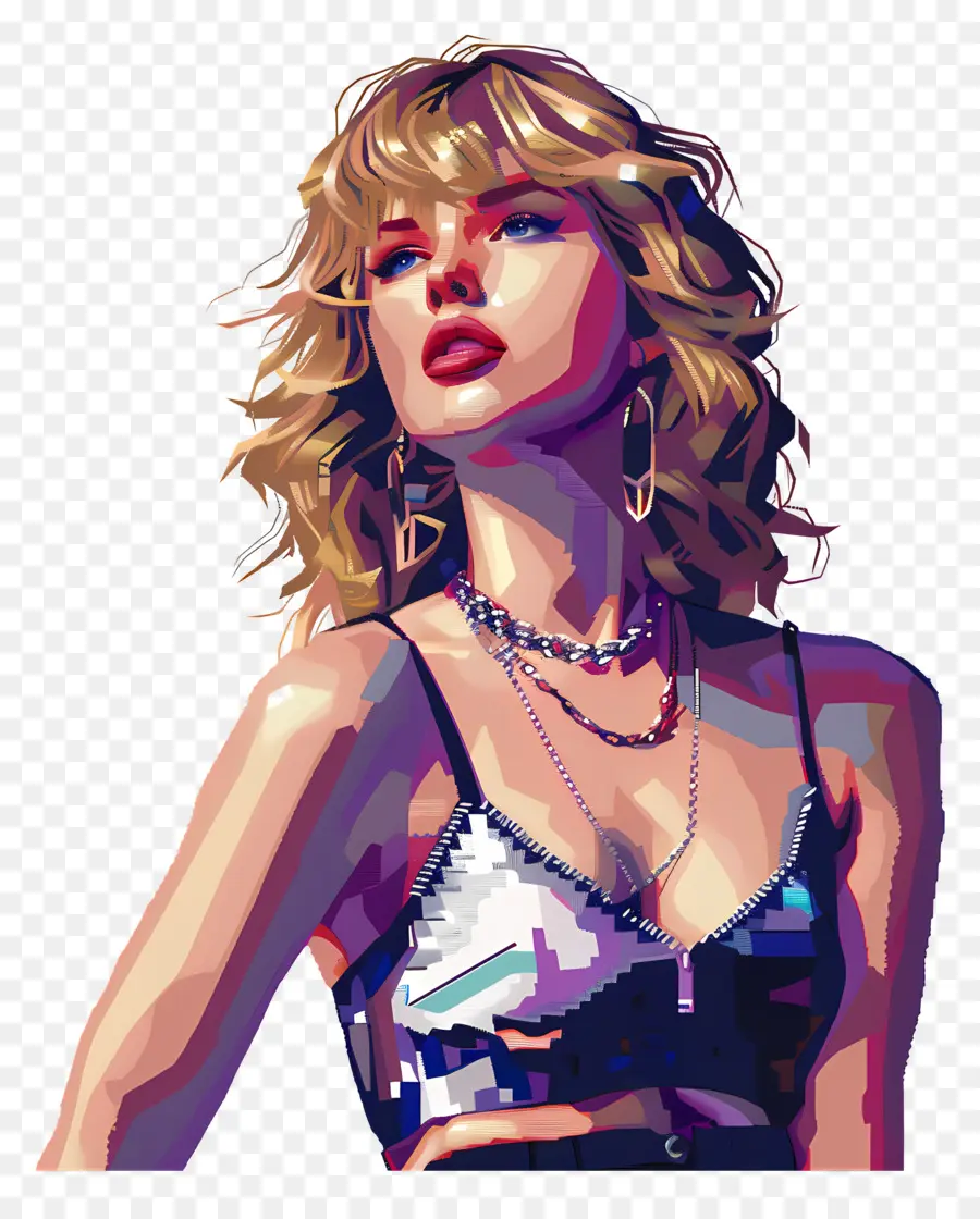 Piksel Taylor Swift，Renkli Portre PNG