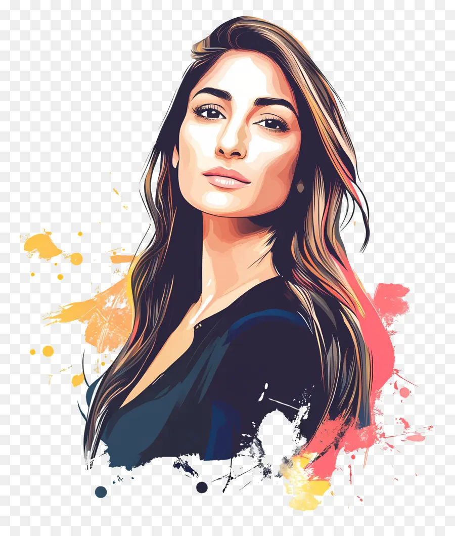 Kareena Kapoor，Stilize Kadın Portresi PNG