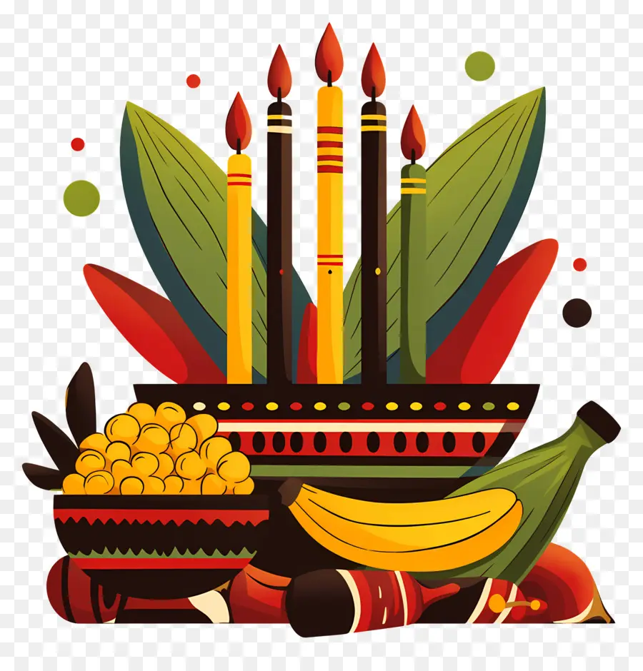 Mutlu Kwanzaa，Mumlar Ve Meyveler PNG