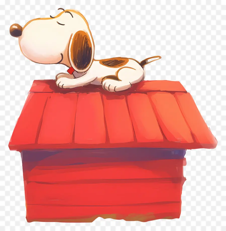 Snoopy Uyuyor，Kırmızı Evde Karikatür Köpek PNG