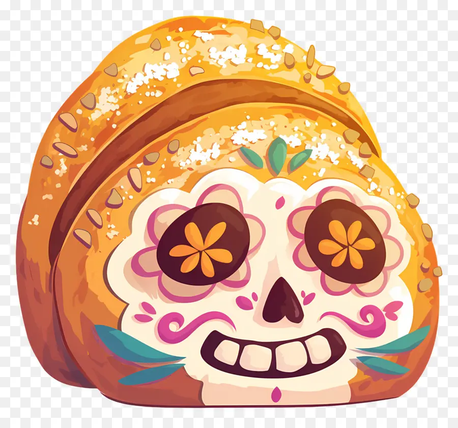 Pan De Muerto，Dekorlu Ekmek PNG