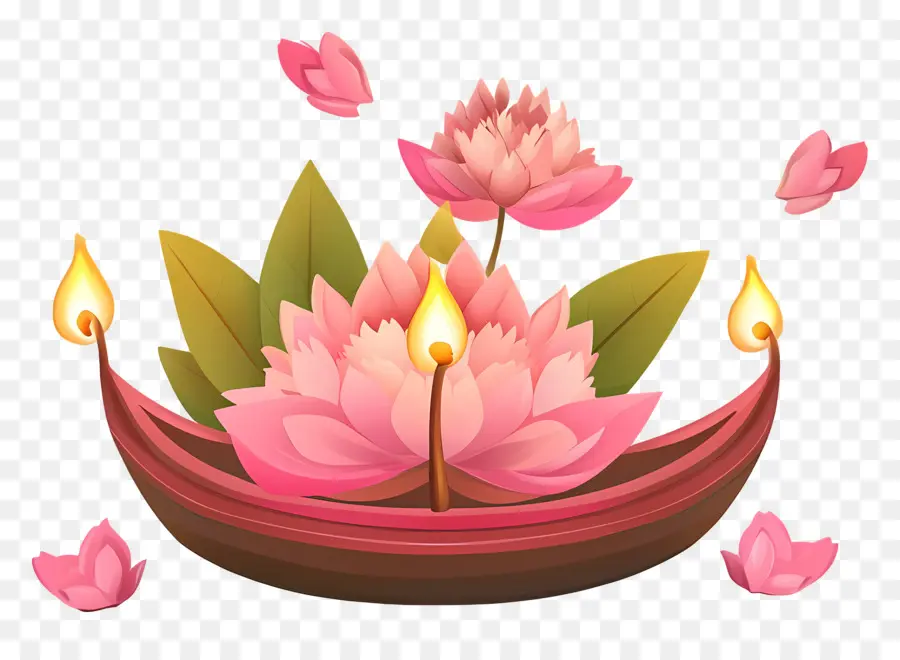 Mutlu Karthika Purnima，Lotus Ve Mumlar PNG