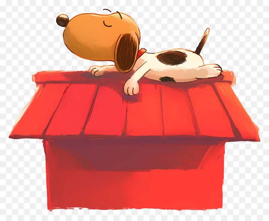 Snoopy Uyuyor，Kırmızı çatıda Karikatür Köpek PNG