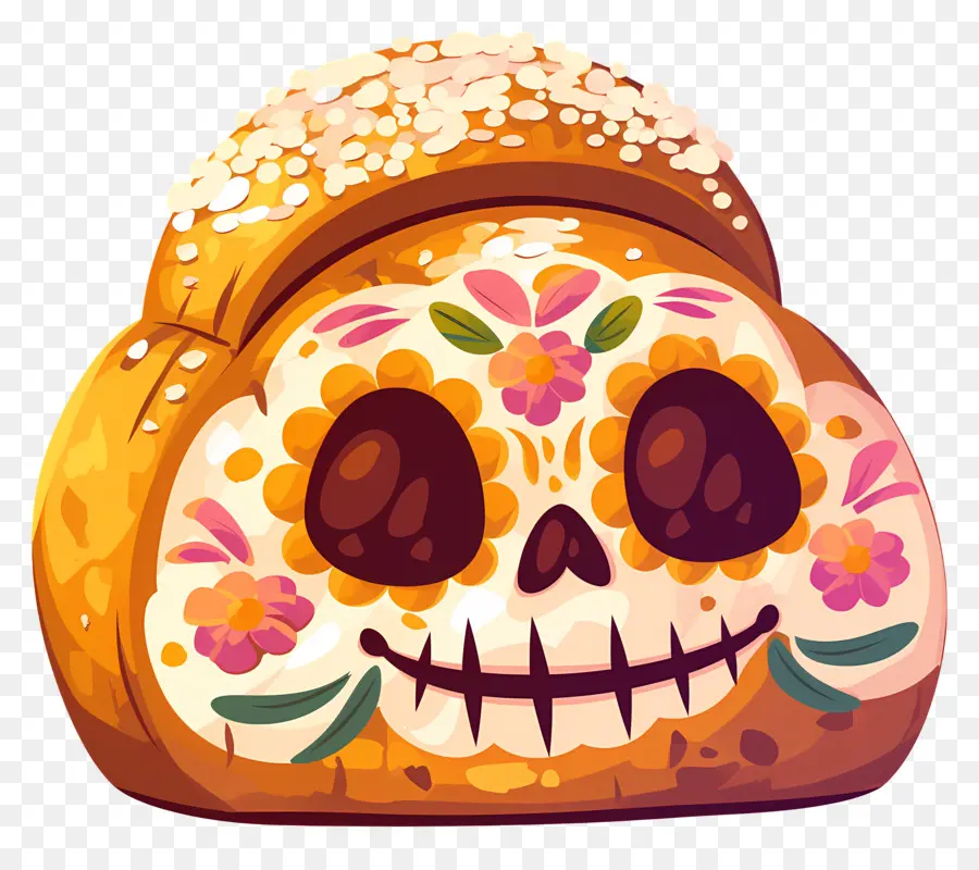 Pan De Muerto，Dekorlu Ekmek PNG