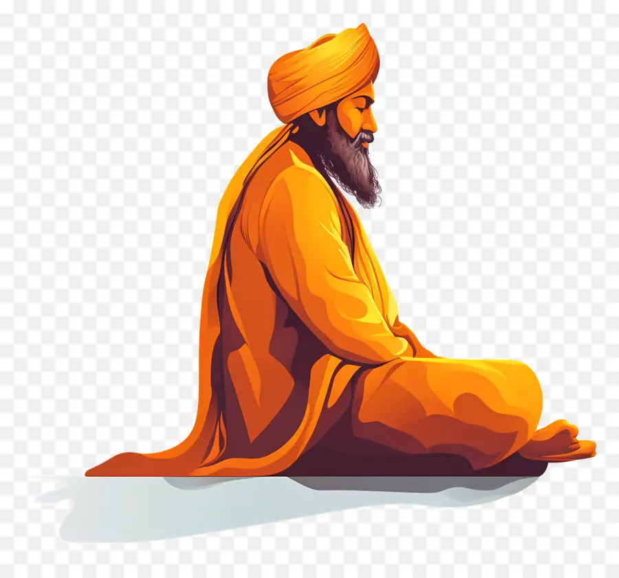 Guru Nanak Jayanti，Yan Görünüm Meditasyon Yapan Figür PNG