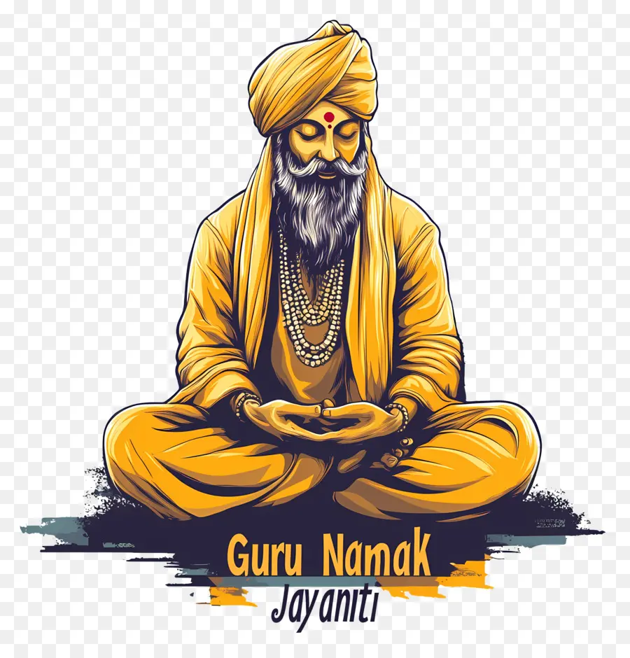 Guru Nanak Jayanti，Meditasyon Yapan Şekil PNG