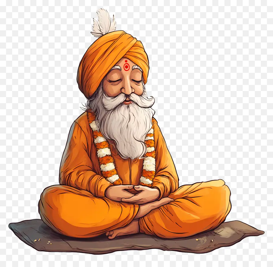 Guru Nanak Jayanti，Meditasyon Yapan Şekil PNG